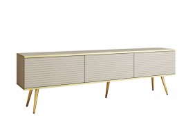 Тумба под телевизор Оро/Oro 3-дверная с золотыми ножками RTV175 MDF Бежевый Ш175xВ53 см.