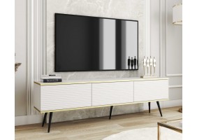 Тумба під телевізор Оро / Oro 3-дверна з чорними ніжками RTV175 MDF Білий Ш175xВ53 см.