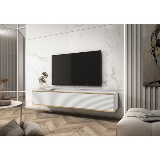 Тумба під телевізор навісна Оро / Oro 3-дверна RTV175 MDF Білий Ш175xВ30 см. 2