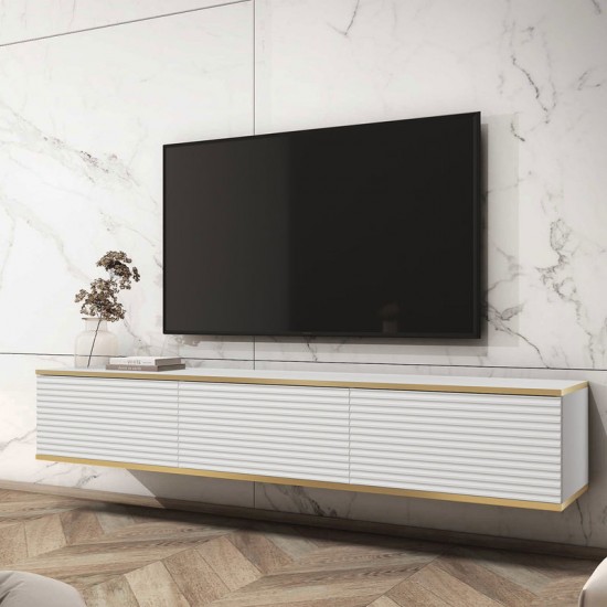 Тумба під телевізор навісна Оро / Oro 3-дверна RTV175 MDF Білий Ш175xВ30 см. 1