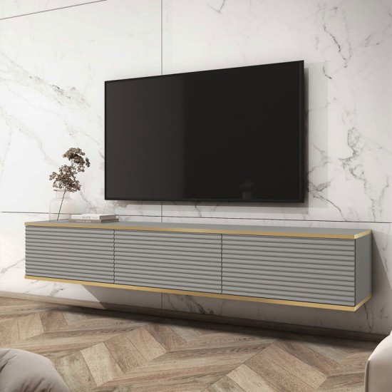 Тумба під телевізор навісна Оро / Oro 3-дверна RTV175 MDF Сірий Ш175xВ30 см. 1