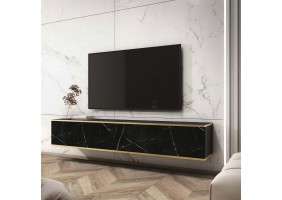 Тумба під телевізор навісна Оро / Oro 3-дверна RTV175 MDF Чорний Ш175xВ30 см.