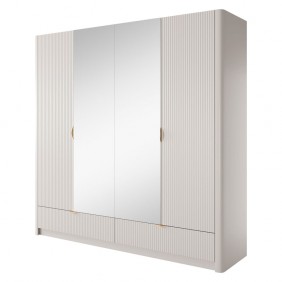 Шкаф для одежды Ланте/Lante 4-дверный с зеркалом 4D2S/213 Бежевый Ш213xВ208 см.