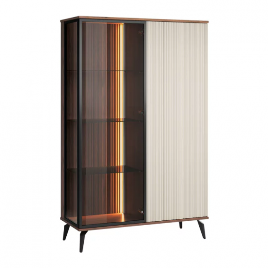 Витрина высокая с подсветкой Вичи / Vici 4-дверная 4D2W/100 Черный/дуб эвок 39х162х103 см. 1