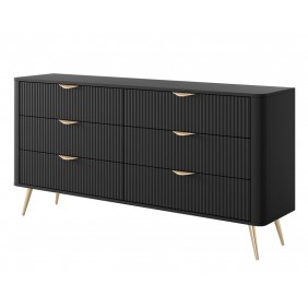 Комод Ланте/Lante с 6 ящиками и золотыми ножками 6S/163 Черный 163х38х81 см.