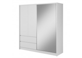 Шафа напівкупе для одягу Сара / Sara 200 3-дверна з дзеркалом Білий 204х61х214 см.