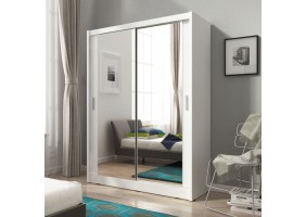 Шафа-купе Мая / Maja 130 2-дверна з подвійним дзеркалом Білий 130х62х200 см.