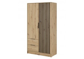 Шафа для одягу Неллі / Nelly 2D 2-дверна Дуб артизан/чорний 105х51х200 см.