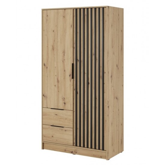 Шафа для одягу Неллі / Nelly 2D 2-дверна Дуб артизан/чорний 105х51х200 см. 1