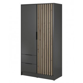 Шафа для одягу Неллі / Nelly 2D 2-дверна Графіт/дуб артизан 105х51х200 см.