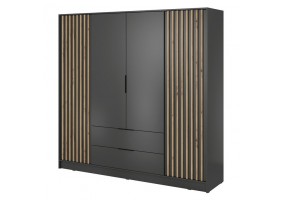Шафа для одягу Неллі / Nelly 4D 4-дверна Графіт/дуб артизан 206х51х200 см.