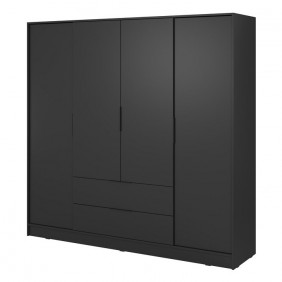 Шкаф для одежды Келли / Kelly 4D 4-дверный Черный 206х51х200 см.
