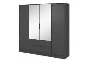 Шкаф для одежды Келли / Kelly 4DL 4-дверный с зеркалом Графит 206х51х200 см.