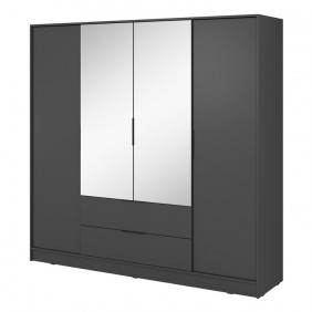 Шкаф для одежды Келли / Kelly 4DL 4-дверный с зеркалом Графит 206х51х200 см.