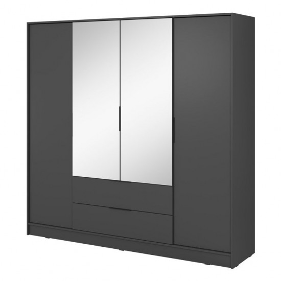 Шкаф для одежды Келли / Kelly 4DL 4-дверный с зеркалом Графит 206х51х200 см. 1