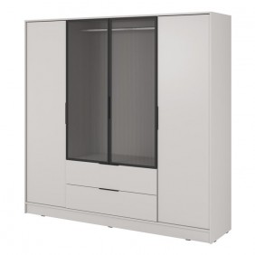 Гардеробная Келли / Kelly 4DRM 4-дверная с центральной прозрачной дверцей и реей Кашемир 206х51х200 см.