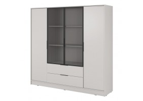Гардеробная Келли / Kelly 4DRM 4-дверная с центральной прозрачной дверцей и дополнительными полками Кашемир 206х51х200 см.