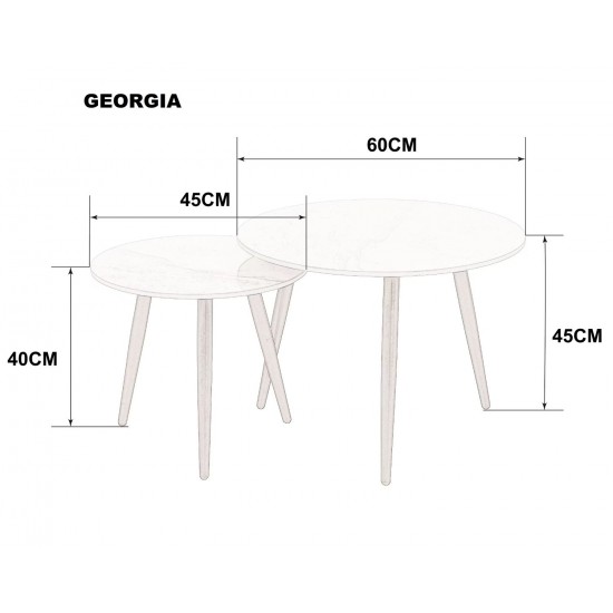 Журнальний столик GEORGIA Сірий глянець / Чорний (к-кт) 60 x 45 см. & 45 x 40 см.   9