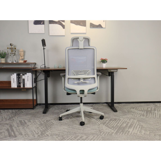 Офисное кресло TERRY серое/зеленая ткань/серый каркас 10