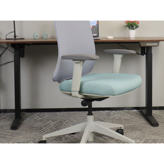 Офисное кресло TERRY серое/зеленая ткань/серый каркас 8