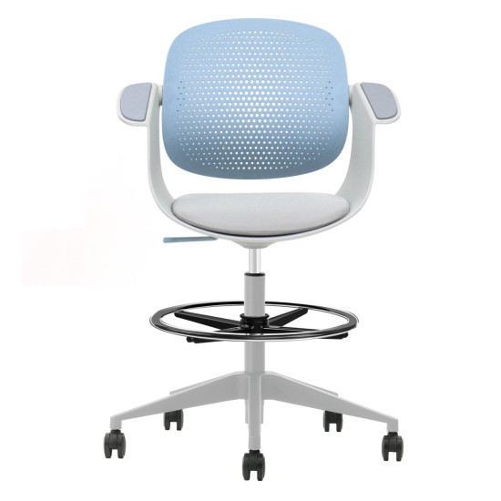 Кресло офисное ARLEN светло-бирюзовое/серая ткань/серый каркас 2