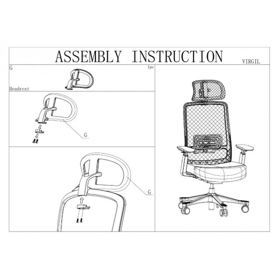 Кресло офисное VIRGIL черная ткань/черный каркас 9