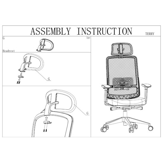 Офисное кресло TERRY черное/синяя ткань/черный каркас 12