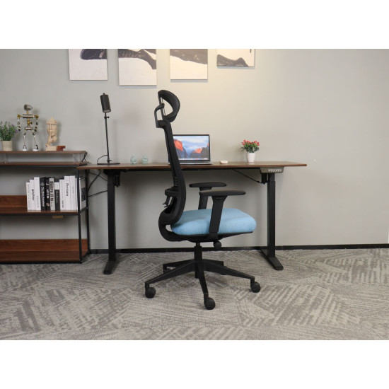 Офисное кресло TERRY черное/синяя ткань/черный каркас 8