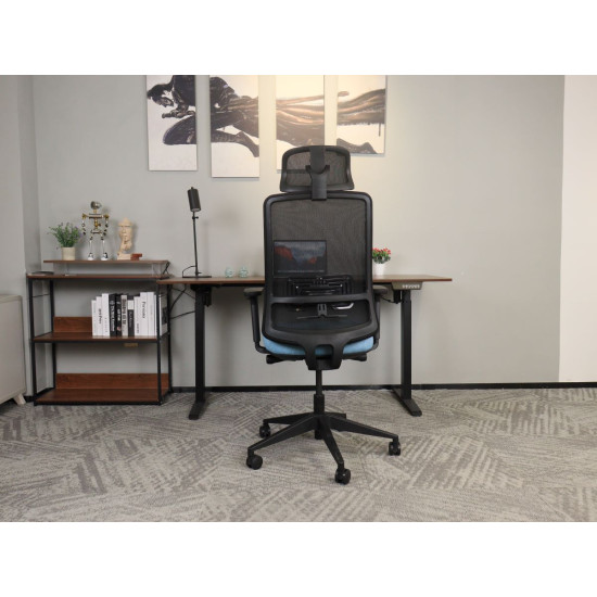 Офисное кресло TERRY черное/синяя ткань/черный каркас 9