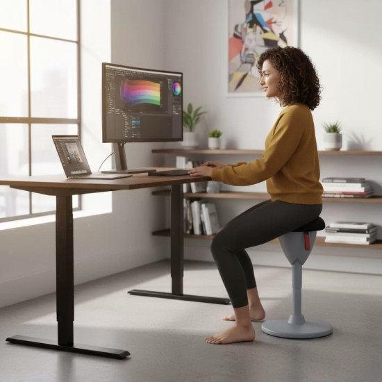 Балансировочный стул ACORN темно-серая ткань/серый каркас 7