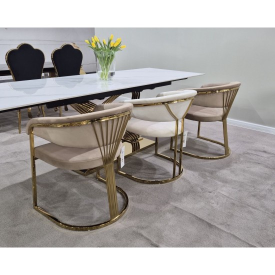 Стул кухонный TULIPE VELVET золотой каркас / светлый беж BL.22 TULIPEVZLJBE 4