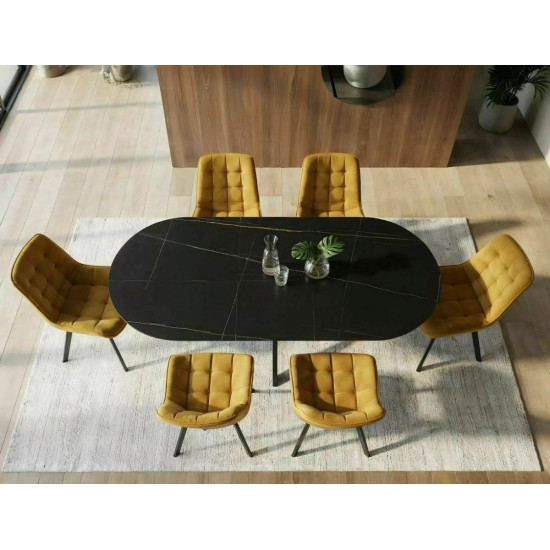Стол обеденный раскладной GASTON CERAMIC 140(180)*80 черный GASTONC140 5