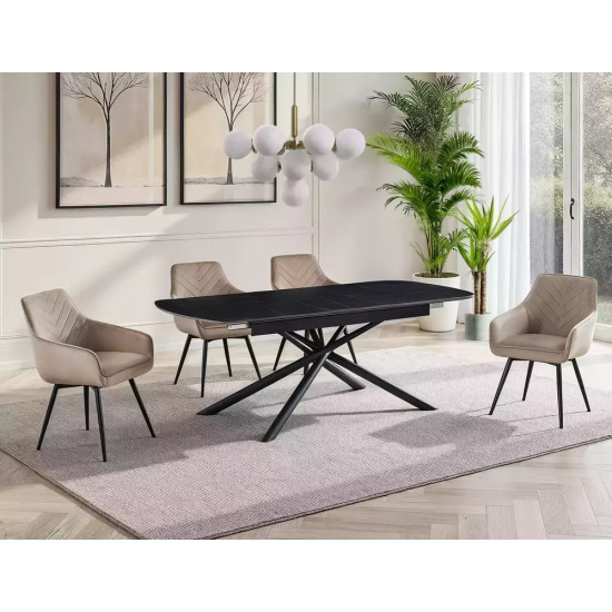 Стол обеденный раскладной VECTOR CERAMIC 160(200)*90 черный VECTORC160 2