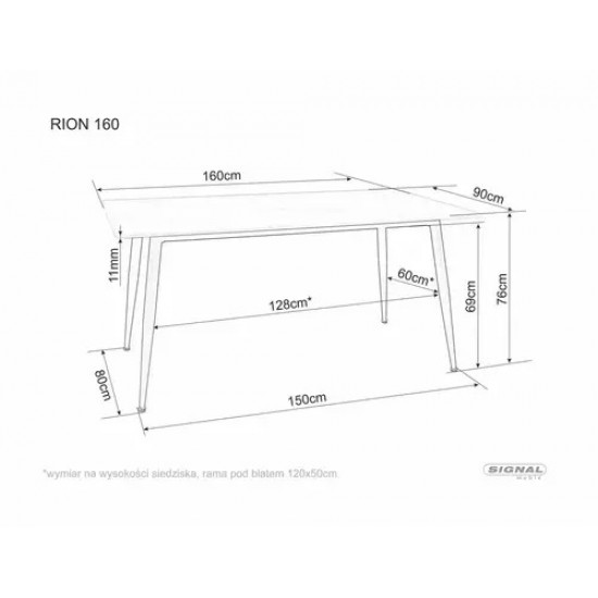 Стол обеденный RION 160*90 серый / черный RIONSZC160 3