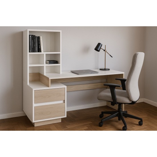 Компьютерный стол HECTOR_B/G_L 150х60 Белый бриллиант / Гикори рокфорд светлый 4