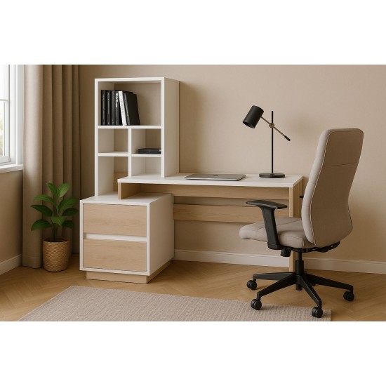 Компьютерный стол HECTOR_B/G_L 150х60 Белый бриллиант / Гикори рокфорд светлый 3