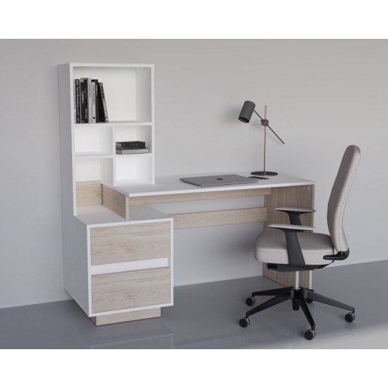 Компьютерный стол HECTOR_B/G_L 150х60 Белый бриллиант / Гикори рокфорд светлый 2