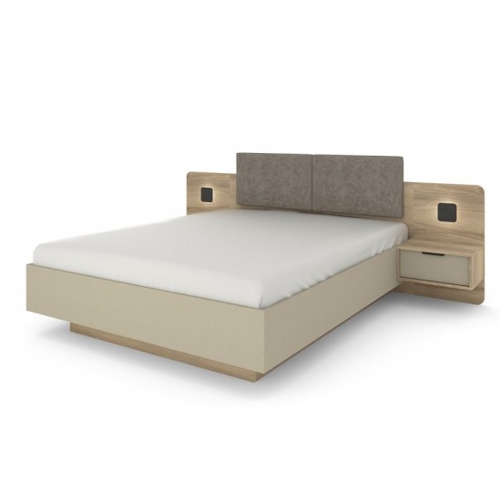 Ліжко (каркас) Летто / Letto 160 двоспальне з тумбами приліжковими та підсвіткою Дуб терра темний/сірий кам'яний 1