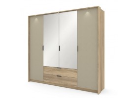 Шкаф для одежды Летто / Letto 4D2S/220 4-дверный Дуб терра темный/серый каменный
