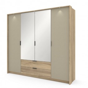 Шкаф для одежды Летто / Letto 4D2S/220 4-дверный Дуб терра темный/серый каменный