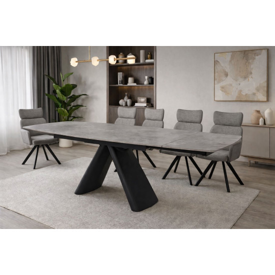 Стіл обідній розкладний GREYSON CERAMIC 160(240)*90 сірий мат/чорний 2