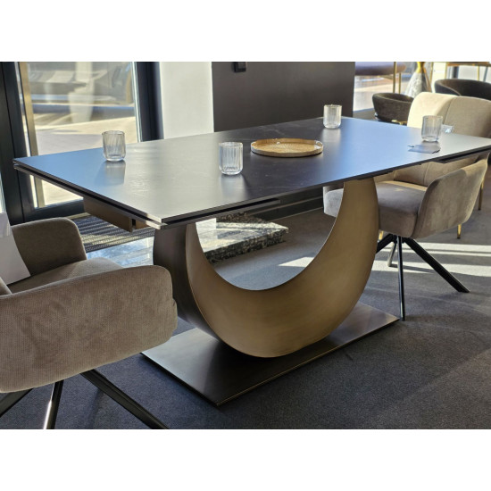 Обеденный раскладной стол AMELIA CERAMIC 160(240)*90 стол черный мат/бронзовый 11