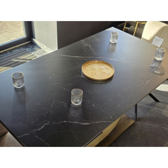 Обеденный раскладной стол AMELIA CERAMIC 160(240)*90 стол черный мат/бронзовый 12