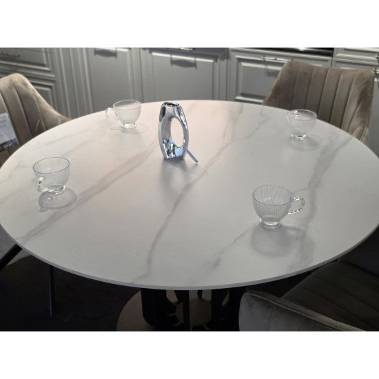 Обеденный стол OLYMPIA CERAMIC стол белый мат/черный д,130 9