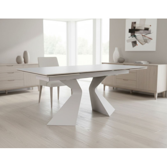 Стіл обідній розкладний LAURA CERAMIC 160(240)*90 білий мат/білий 4