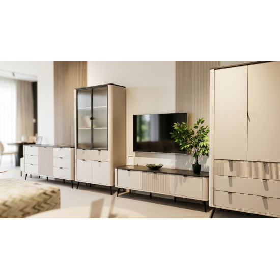 Витрина MARLY REG 1 90х191х40 кашемир / серый 6