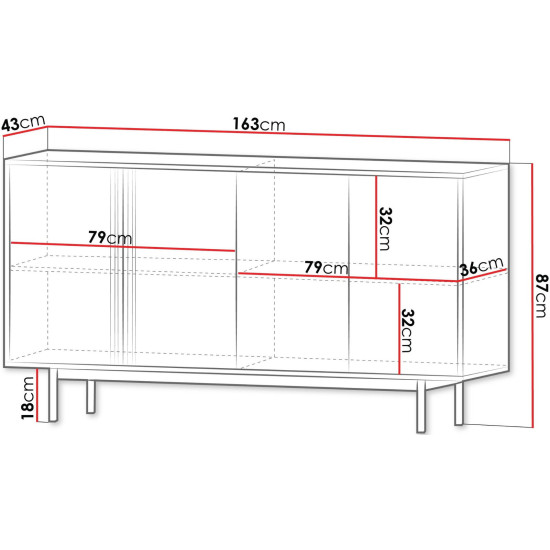 Комод ALSY REG 6 163х87х43 антрацит / дуб 3