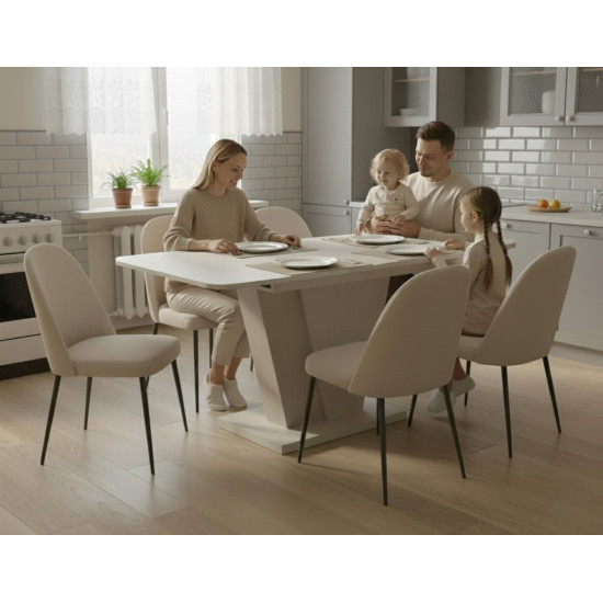 Обеденный стол раскладной FOREST S/K 140(180)х80 стоун бейж/шелковый камень 4