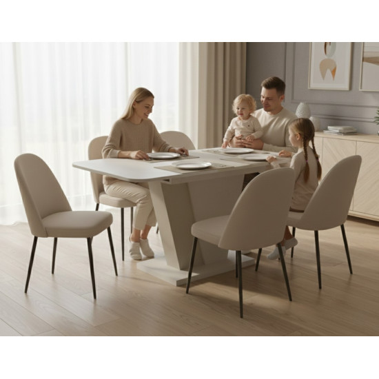 Обеденный стол раскладной FOREST S/K 140(180)х80 стоун бейж/шелковый камень 5