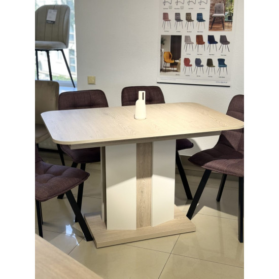 Обеденный стол раскладной CRYSTAL D/S 120(150-180)х80 дуб кремона котта/стоун бейж 5